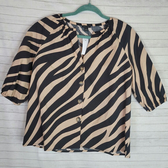 ANN TAYLOR Zebra Stripe Raglan Blouse, sz Small - Picture 1 of 14